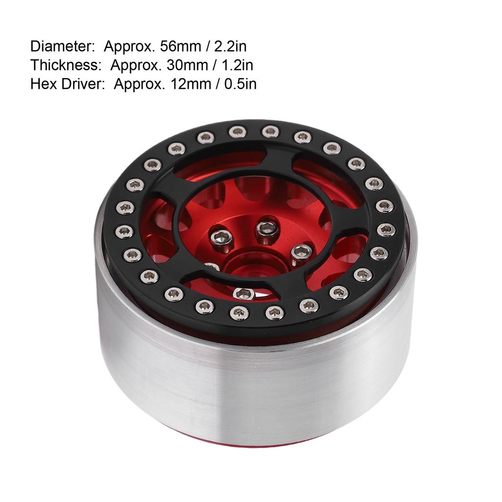2Pcs RC Wheel Hub Aluminum Alloy High Wear Resistance CNC Machining 1.9in Remote Control Car Wheel HubRed