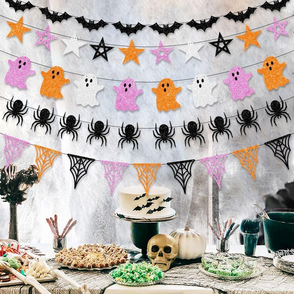 Black Spider Ghost Bat Halloween Bat Banners Funny Halloween Party Banner  Room Party Decor