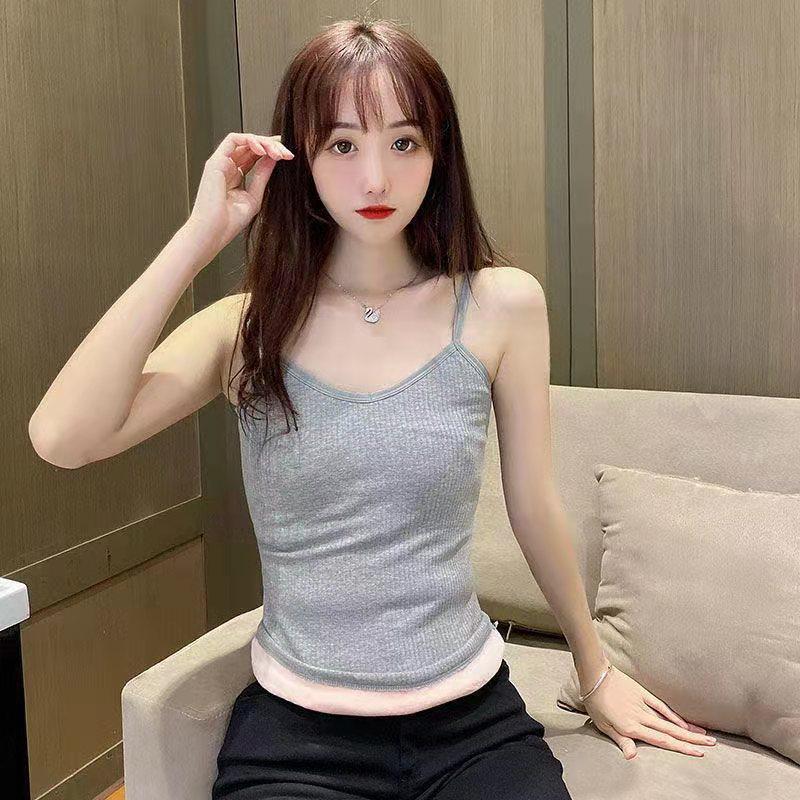 Korean Style Women's Velvet Thickened Self-Heating Camisole - Slimming Winter Base Layer