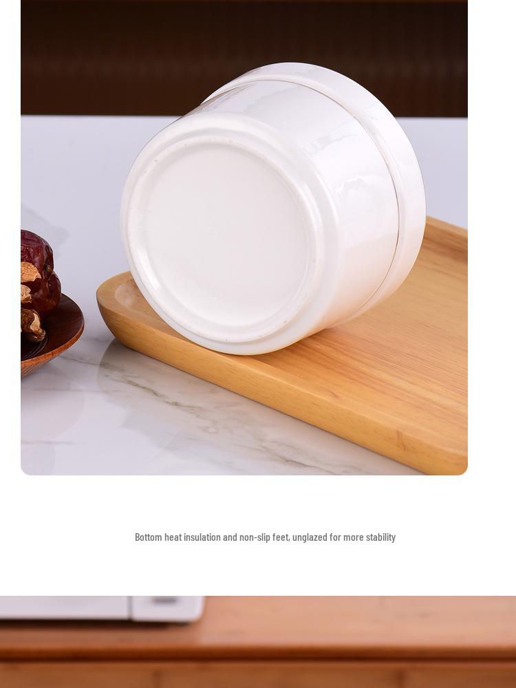 Commercial Ceramic Double Boiler Stew Pot with Lid - Single-Serve Egg Custard & Dessert Cup for Home or Restaurant Use