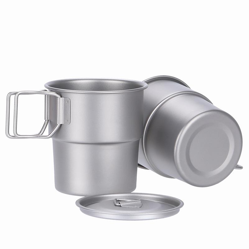 300ml Portable Full Titanium Mark Cup Foldable Handle for Water Coffee Picnic Juice Beer Wine Lighter Camping Out Door