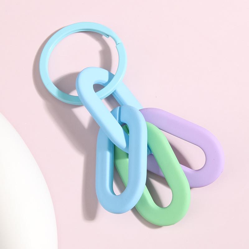 Colorful Acrylic Plastic Link Chain Keychain Creative Handmade Key Ring For Women Men Handbag Accessories DIY Friendship Gifts