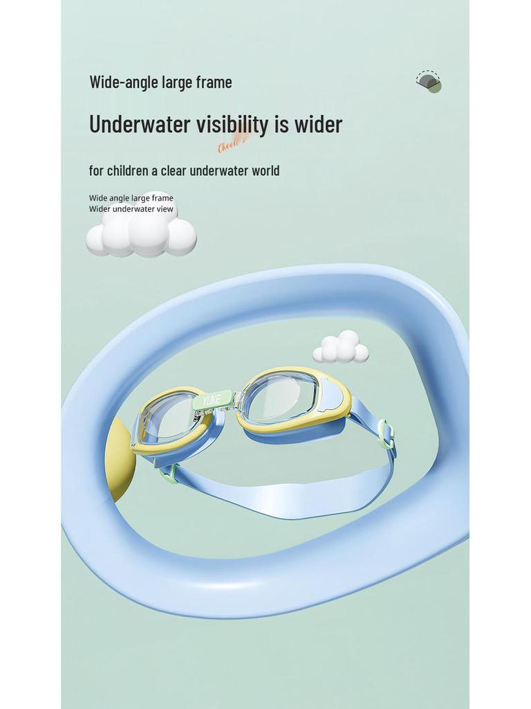 Kids' Waterproof Anti-Fog Swim Goggles with Cap - Medium To Large Fit, Small Frame, High Definition Professional Set.