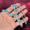 Blue Copper Turquoise Handmade Gemstone Necklace, 925 Solid Sterling Silver Necklace Antique Jewelry, For Engagement Gift