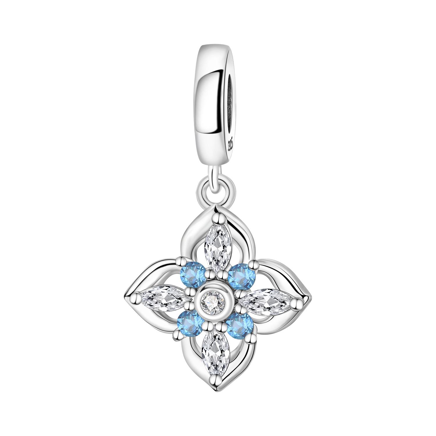 

Copper Rotating Blue Flower Original Pendants Bracelet Charms Jewelry Party Beads Diy Gifts Accessory