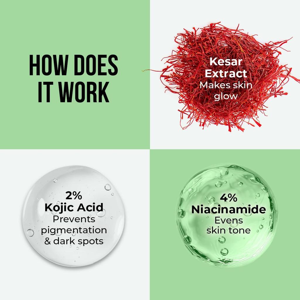 Dr. Sheth's Kesar & 2% Kojic Acid Ampoule Serum 10 Ml Pack for Brightening & Glowing Skin