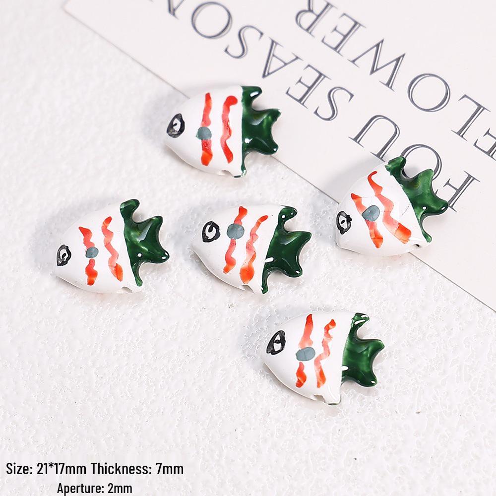 Hand-Painted Ocean Ceramic Beads: Tropical Fish, Starfish, and Seashell Shapes for DIY Jewelry
