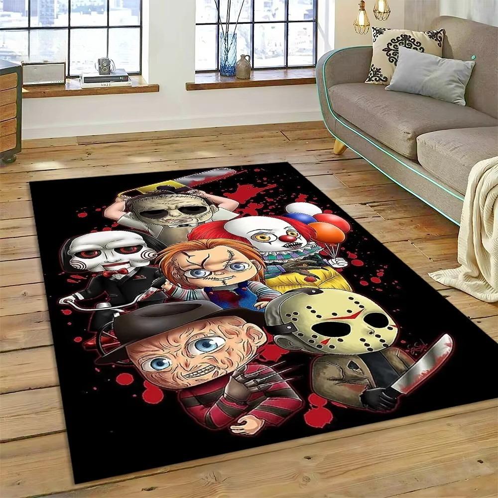 Tappeto Personaggio Film Horror Chucky Pennywise Halloween per Camera da Letto Soggiorno Casa Decorazione Divano, Tappetino Grande Decorativo da Pavimento