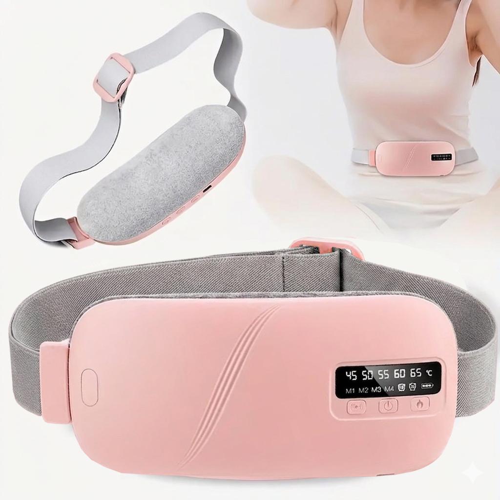 USB Rechargeable Menstrual Heating Belt, Warm Abdomen & Waist with Vibration Massage