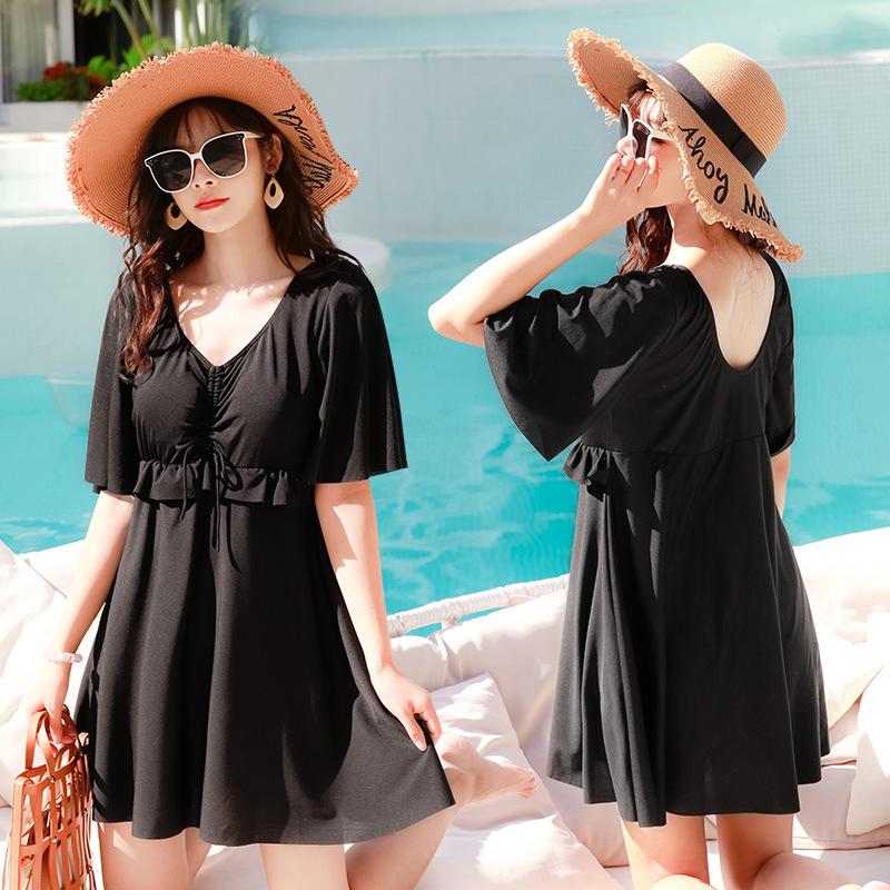 Large Size Swimming Costume for Women Summer Swimwear for Micro Chubby Girls Loose One-piece Dress Cover Fat Show Thin