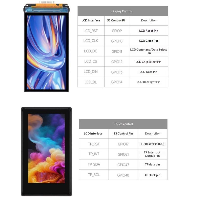 1Pcs Lcd 170×320 Ips Touch Display Esp32-S3 1.9Inch Module 262K Color Supports Wifi 6 & Bluetooth