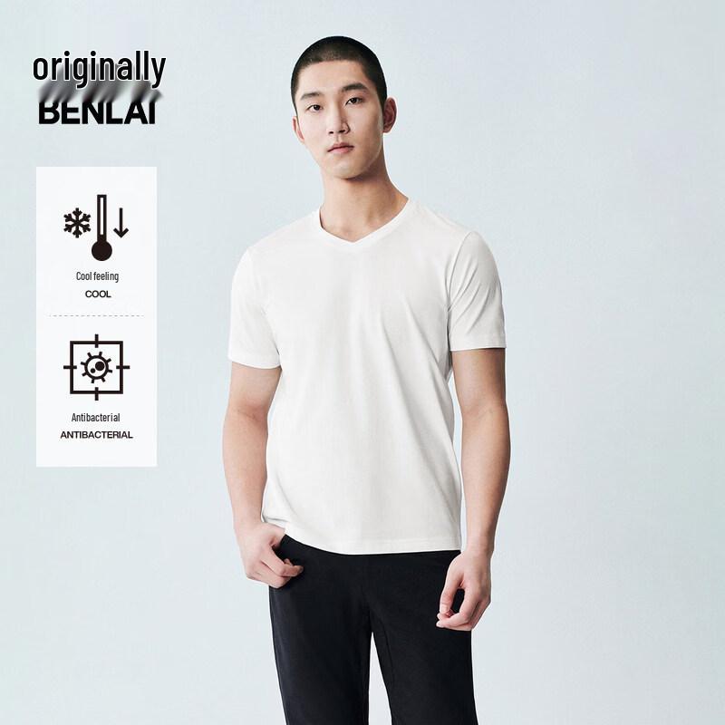 Benlai Men s Antibacterial Cool-Feel Short Sleeve Round Neck T-Shirt S