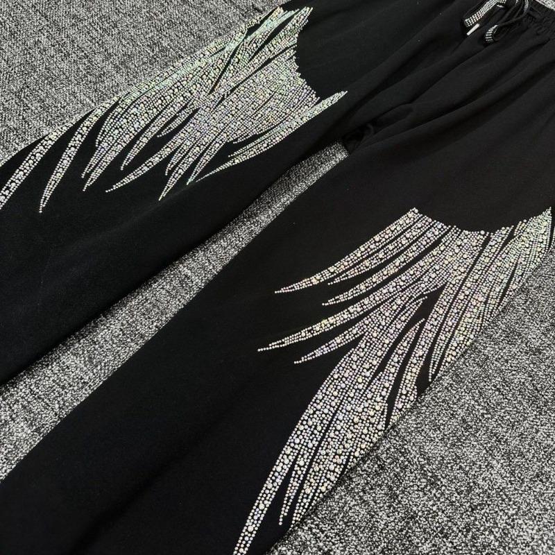 Plus Size High Waist Rhinestone Graphic Pants Women Autumn Winter Baggy Joggers Casual Straight Sweatpants