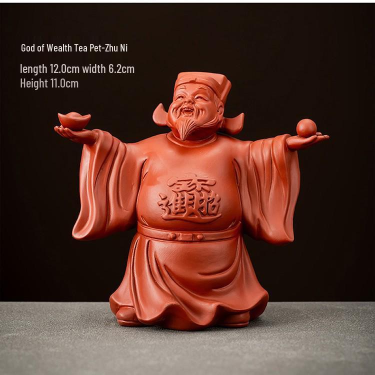 Exquisite Purple Clay God of Wealth Tea Pet - Tea Table Ornament for Wealth Attraction