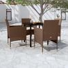 5 Piece Outdoor Dining Set with Cushions Brown and Black