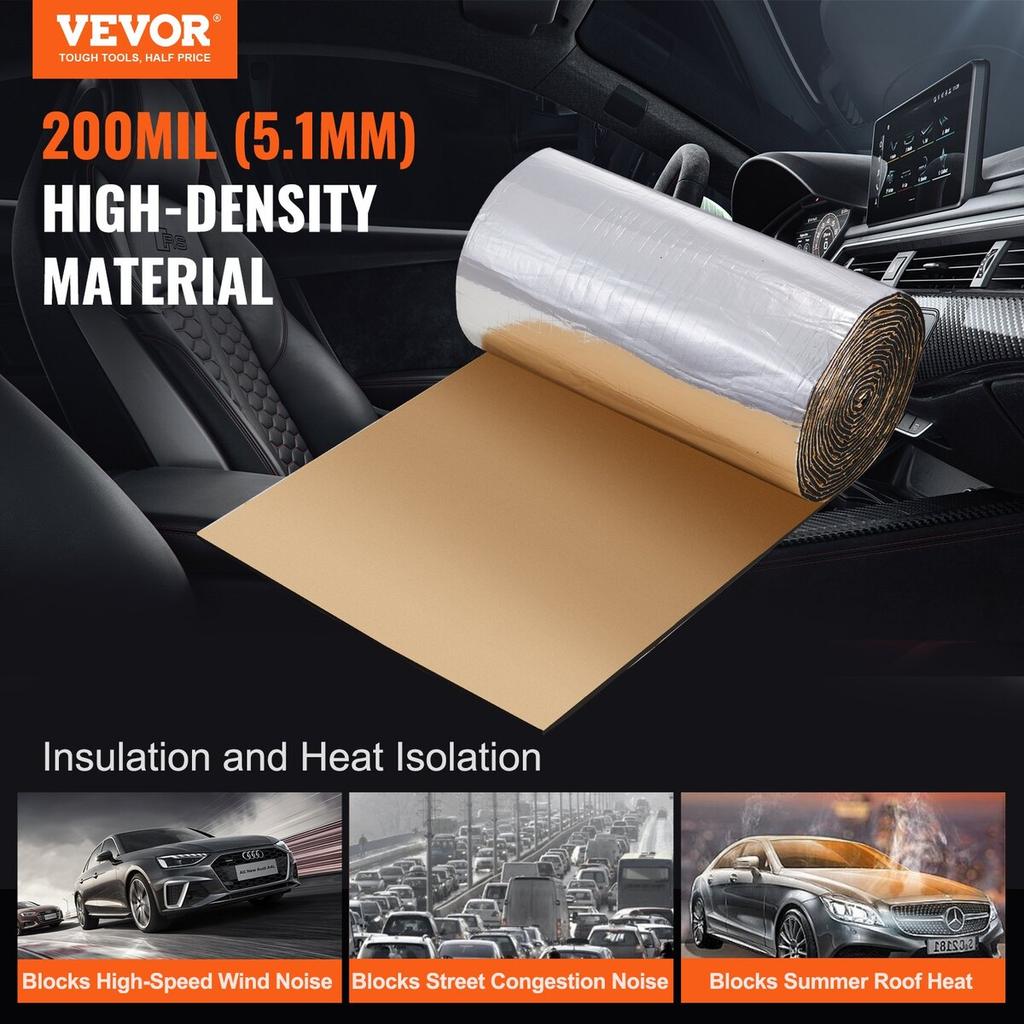 Car Sound Deadening Mat, 200 mil 3.3sq.m Automotive Sound Deadener, High Density Foam Sound Deadener Material & Heat Barrier, Double Layer Waterproof