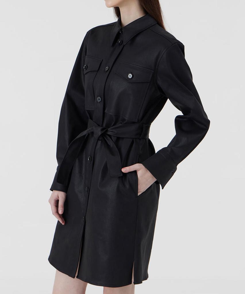 Boyeon Coated Black Jeans Outerwear-Style Shirt Dress 025