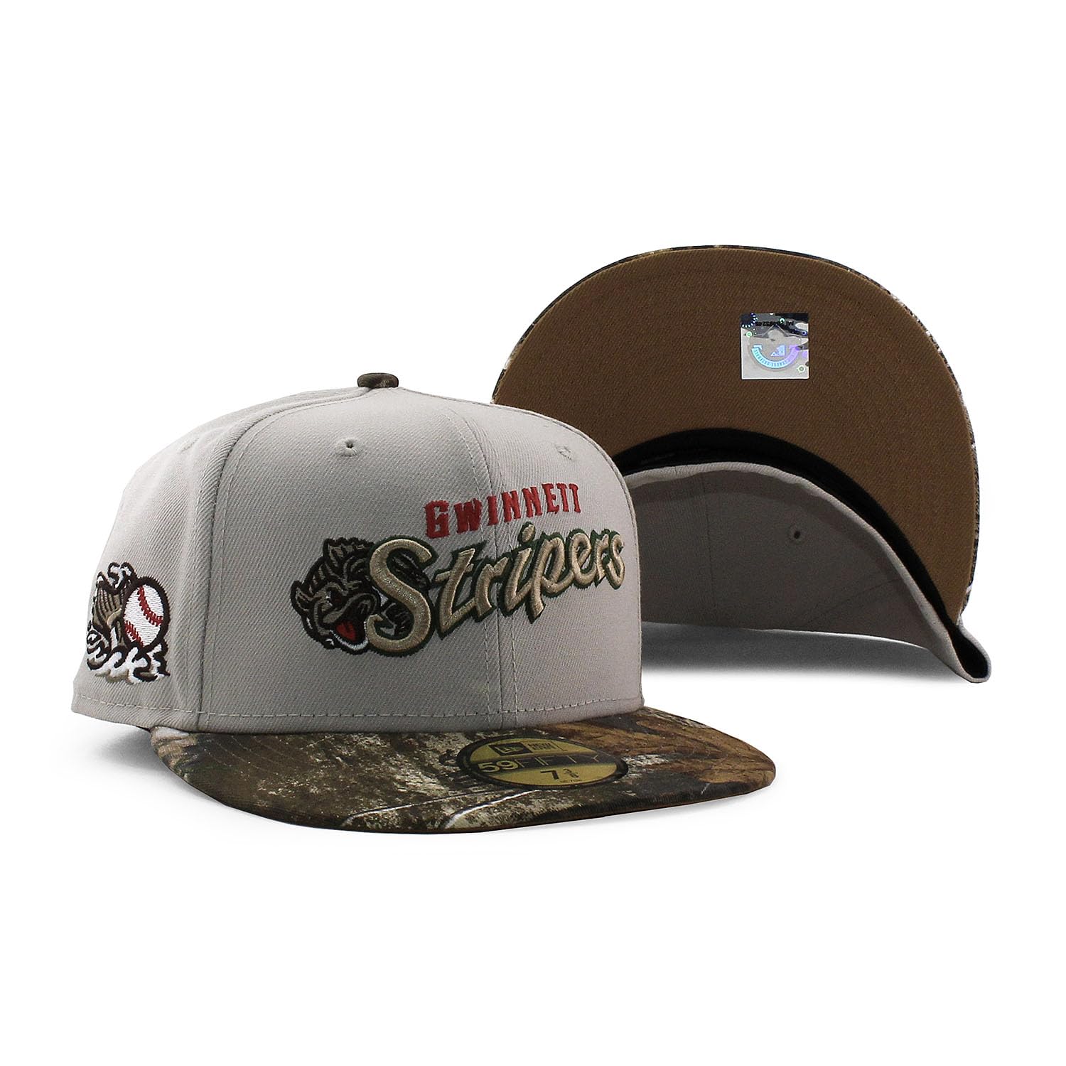

[New Era] Cap 59FIFTY Gwinnett Stripers MiLB BEIGE BOTTOM FITTED CAP STONE GWINNETT STRIPERS 5950 Hat Color Bottom Minor League MINOR LEAGUE Sz 7-18