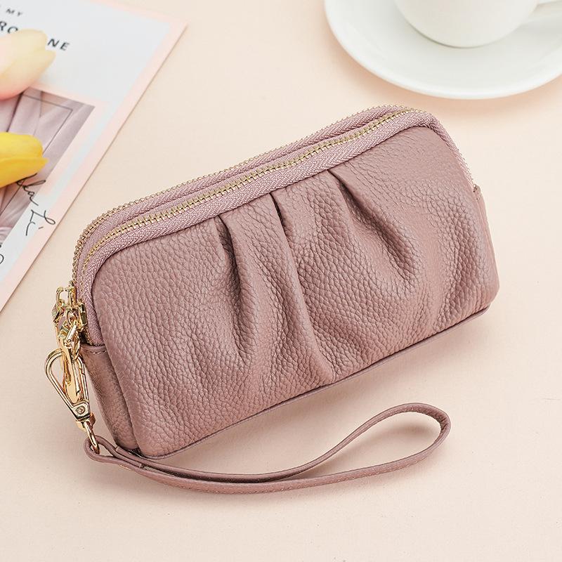 

Женская длинная сумка-клатч из телячьей кожи высшего качества, вместительная стильная сумка для мам, универсальный кошелек из натуральной кожи с двумя молниями