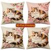 Spring Calico Cat Floral Throw Pillow Covers Pattern Cushion Cover Suitable For Sofa Bedroom Car Pillow Cover