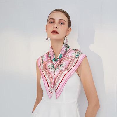 Aurora Series Pink Print Silk Scarf