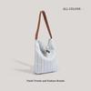 Large capacity striped canvas simple and versatile commuter large capacity bag niche bucket bag