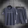 Men's sportswear, ice silk short sleeves and shorts running clothes, men's table tennis and badminton wear gradient T-shirt