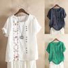 Women Bohemian Summer Floral Embroidered Shirt Short Sleeves Top Blouse