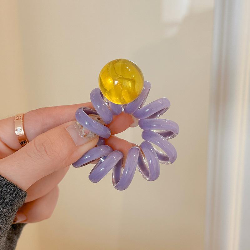 1 Stück gelee-farbenes perlenbesetztes Telefonkabel-Haargummi, hochelastisches Zopfgummi, geflochtenes Haar, kontrastfarbenes Stirnband, Haargummi