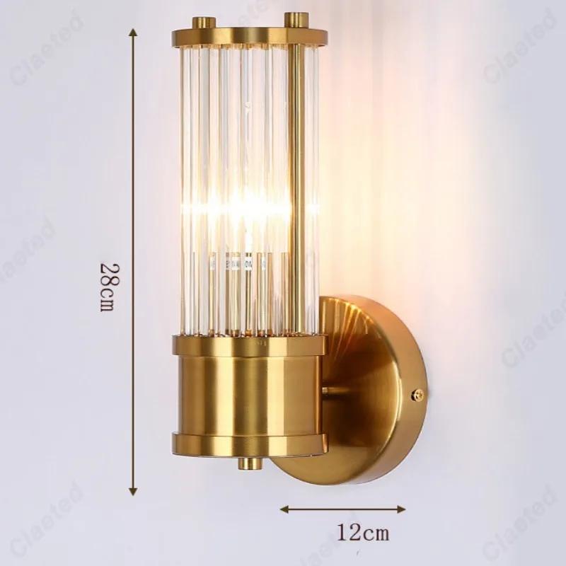 LED Minimalist Retro Full Copper Bedroom Bedside Wall Lamp Indoor Living Room Staircase Corridor Luxurious Decorative Lighting