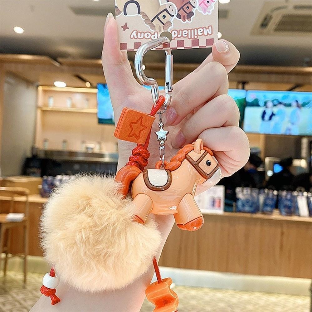 Chinese Style Horse Keychain Zodiac Mascot New Year Keyring Plush Pony Keychain  Bag Decoration