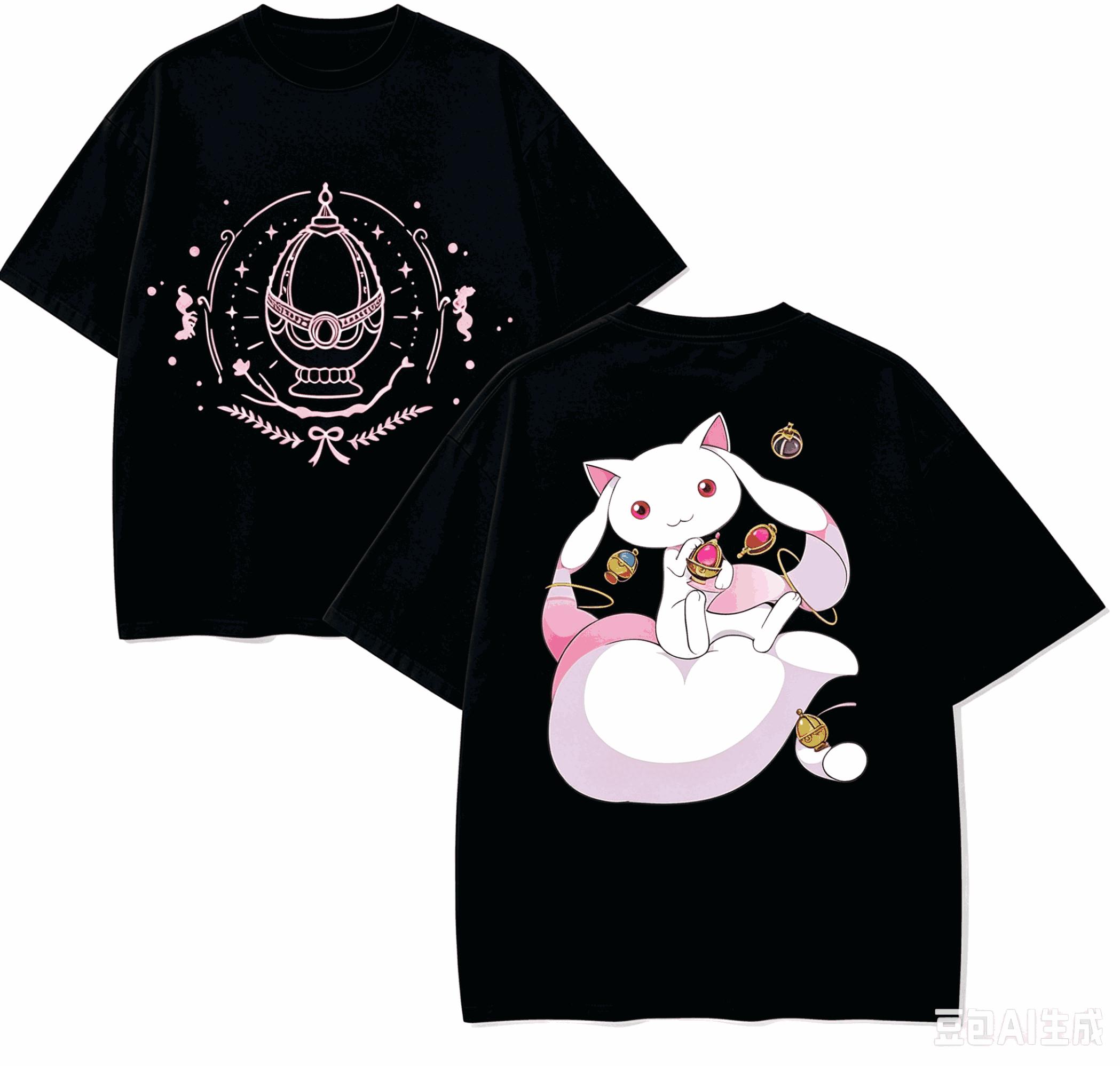 Puella Magi Madoka Magica Anime Liebhaber T-Shirt Harajuku Baumwolle Neues Modell High Street Retro Overs XL white