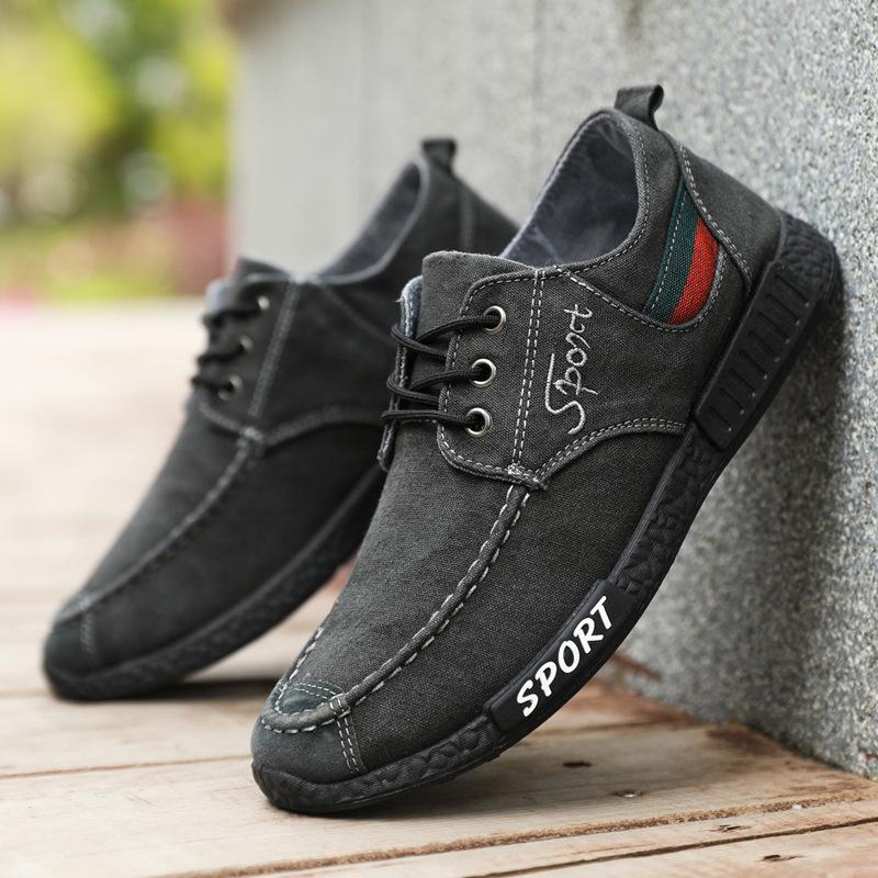 

2025 весна и лето новые туфли мужские корейские версии модные мужские повседневные туфли модные универсальные туфли для доски дышащие парусиновые туфли мужские 39 чёрный