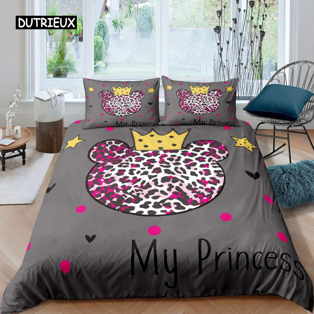 Queen Duvet Cover Set Hand Drawn Crown with Queen Lettering Baroque Style Elements Twin Bedding Set Black and White Quilt Cover