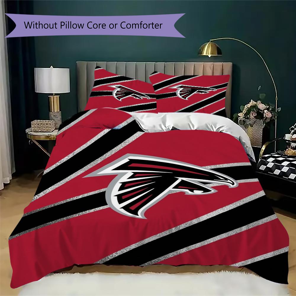 Atlanta Falcons Muster Bettwäsche Steppset Steppdecke Kissenbezug Heimdekoration Geburtstagsgeschenk (1*Bettbezug + 2*Kissenbezug ohne Füllung)