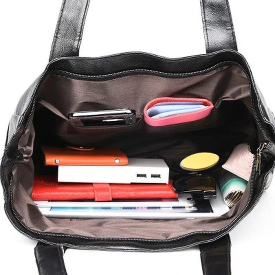 1 Pz Moda Donna Tinta Unita Borsa a Spalla Morbida Pelle Pu Pendolare Grande Capacità Casual Tote Borsa a Mano per Donna