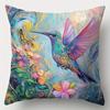 Juego  4 piezas, funda para cojín  sofá, funda  almohada colorida con colibríes, 44.96 cm * 44.96 cm, impresión en un solo