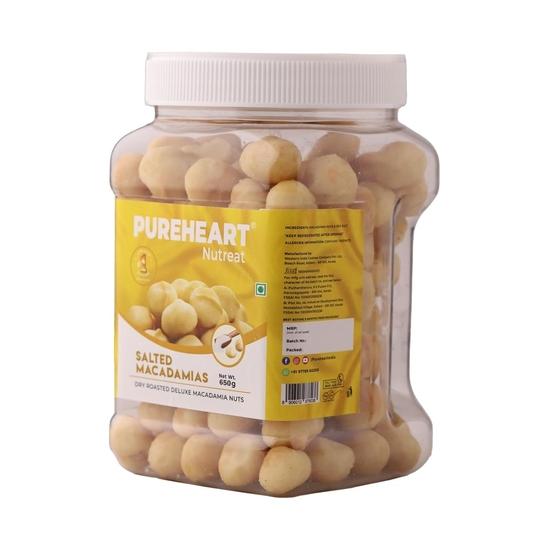 Pureheart Salted Macadamia (650 Gm) Premium Roasted Australian Macadamia Nuts, Rich In Antioxidants -Crunchy Dry Fruits, Ideal Snacks