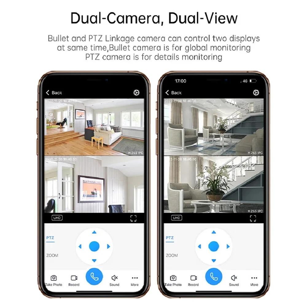EU Plug HD 8MP Mini Camera Wifi Wireless Dual Lens 8MP IP Cameras Smart Night Vision CCTV Security V380 Pro PTZ Camara Indoor Baby Monitor