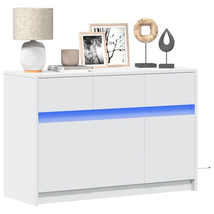 VidaXL TV Cabinet with LED White 91x34x61 Cm Engineered Wood 852180