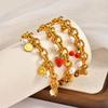 Sweet Mori Cherry Strawberry Pearl Stainless Steel Bracelet Women'S, Versatile Premium Adjustable Jewelry