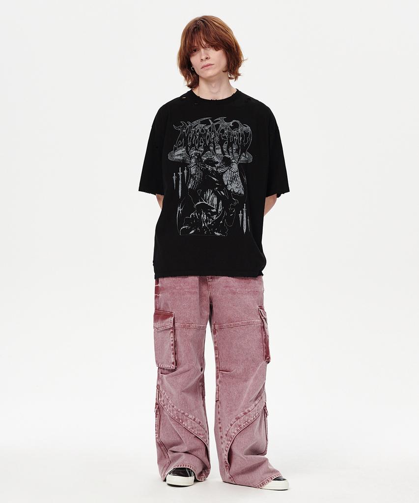 MAHAGRID Goth Angel Damaged Tee Black(Mg2Emmt521A)