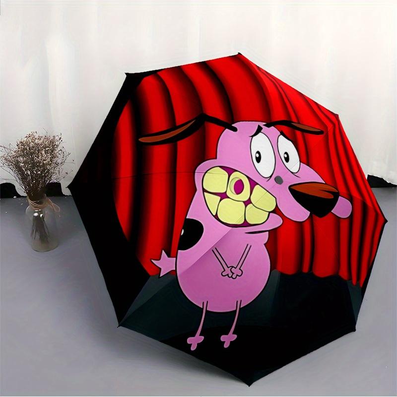 Courage the Cowardly Dog Home Essential Cute Cartoon Umbrella, Portable Folding Umbrella Suitable for All Seasons a0821077