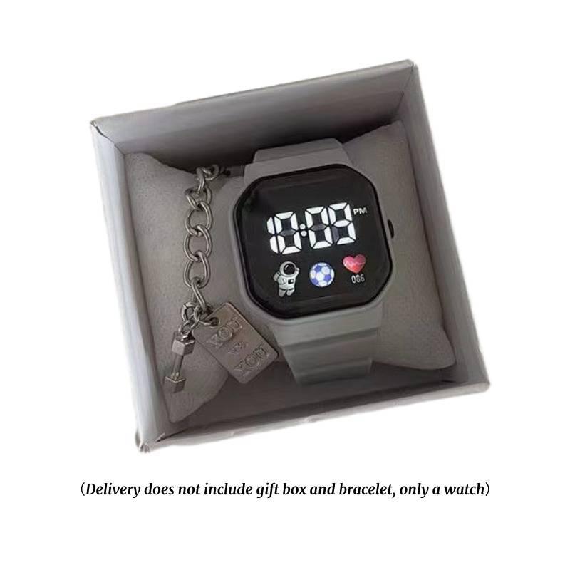 

Женские электронные студенческие часы Инс Простые Модные Водонепроницаемые Силиконовый ремешок Grey