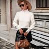 Autumn and winter new solid color European and American pullover women's knitted sweater turtleneck bead versatile sweater women