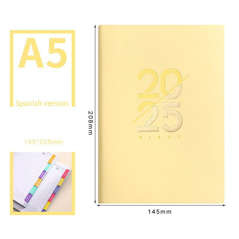 Jan 2025 To Dec 2025 Planner Notebook A5 Agenda Spanish Inner 80Gsm Monthly/Weekly/Daily School Supplies Stationery