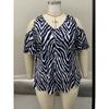 Summer New Women's Zebra Pattern V-neck Short-sleeved Casual Off-shoulder Top