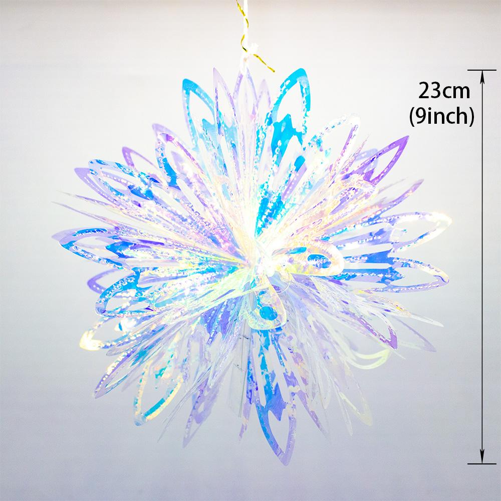Iridescent Shiny Rainbow Honeycomb Snowflake Xmas Tree Star Fan Curtains For Birthday Party Wedding Christmas Decor