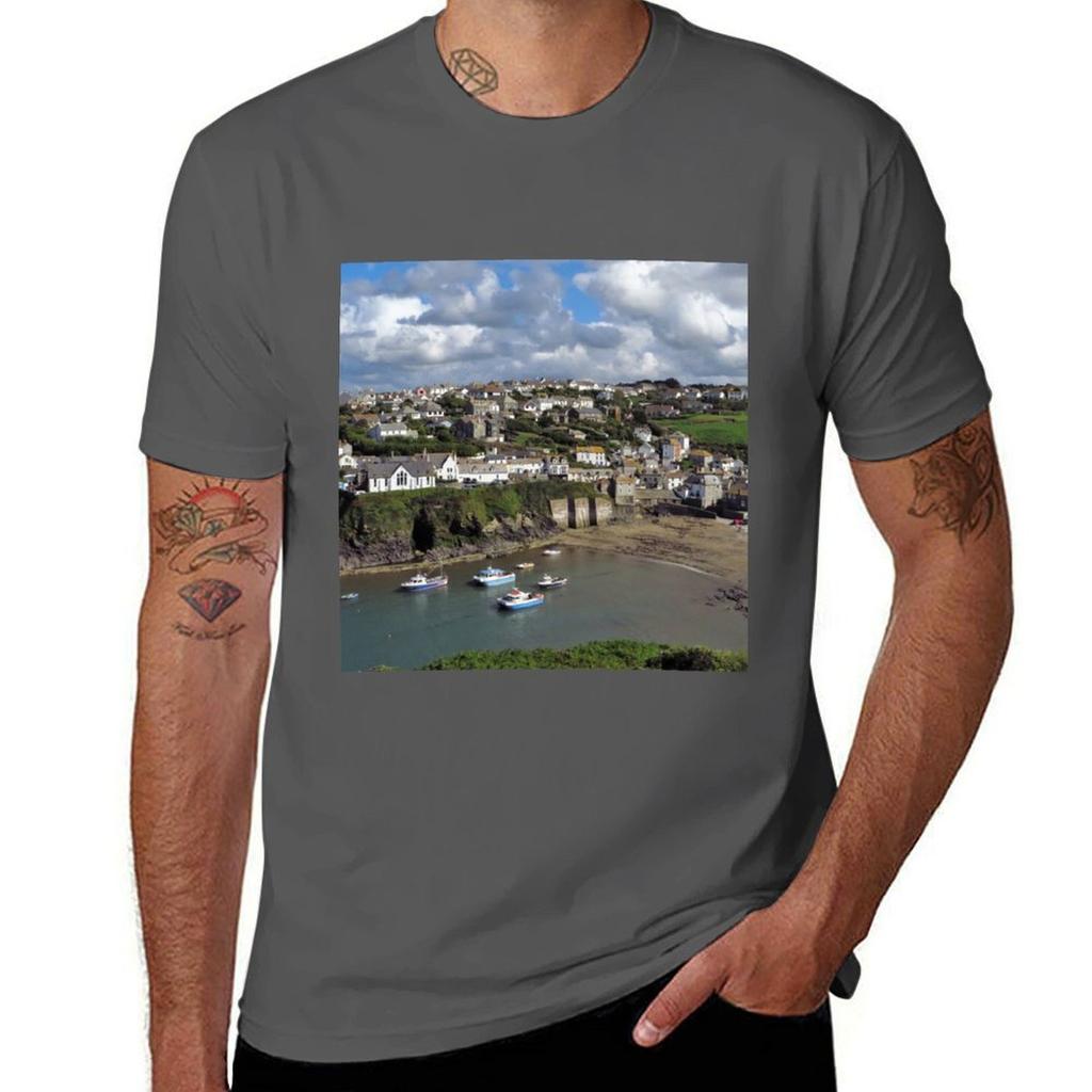 Boats Port Isaac Cornwall Tshirt Regular Fit Plain Tee Shirt