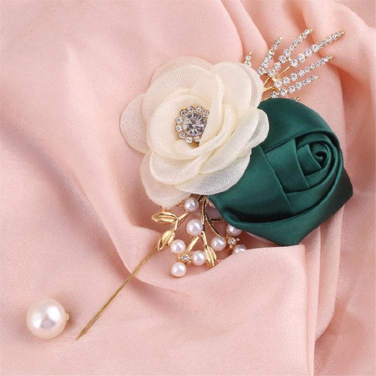 4PCS Camellia Rose Wedding Corsage Boutonniere Flower Brooch Pin For Bridal Shower Dinner Parties Formal Event Wear